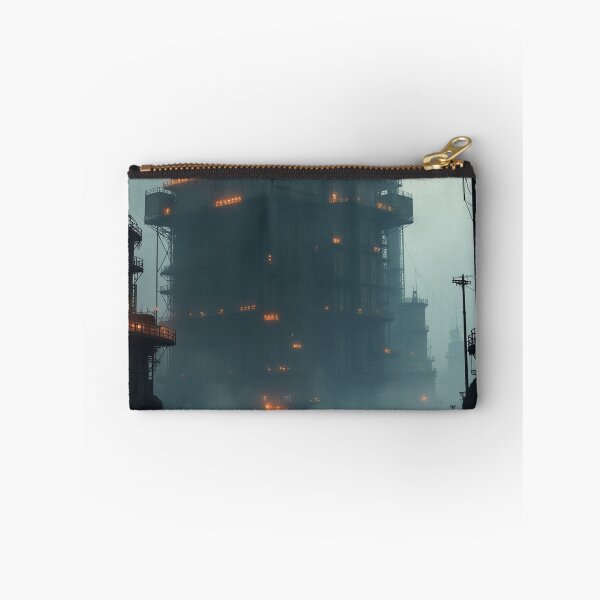 Item preview, Heavy Industrial Cyberpunk Cityscape - Neon Sumi-e Megastructure Art designed and sold by SynthArtGallery.