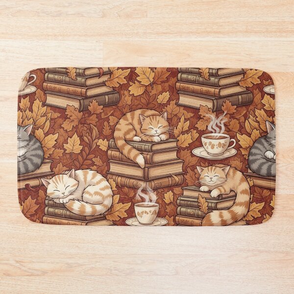 Item preview, Cozy Autumn Cats & Books Pattern - Bookish Fall Aesthetic designed and sold by StickyGuys.