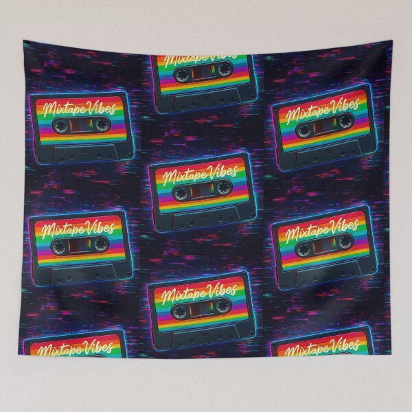 Item preview, Retro Rainbow Mixtape Vibes – Vintage Cassette Aesthetic Art designed and sold by Psycho-Crazy.