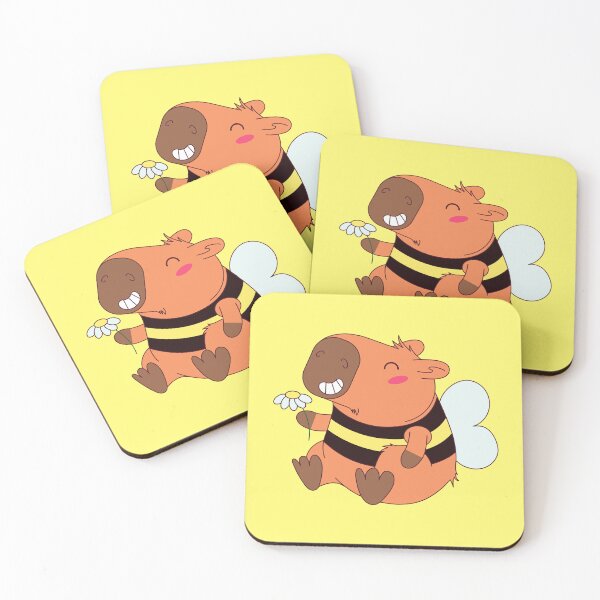 Item preview, Bee-cabybara – Cute Capybara in Bee Costume Holding Daisy designed and sold by EmeraldeaArt.