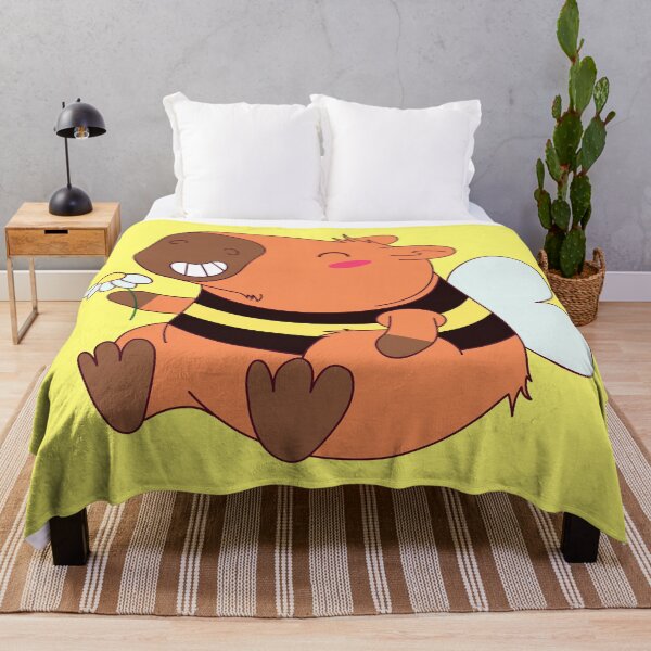 Item preview, Bee-cabybara – Cute Capybara in Bee Costume Holding Daisy designed and sold by EmeraldeaArt.