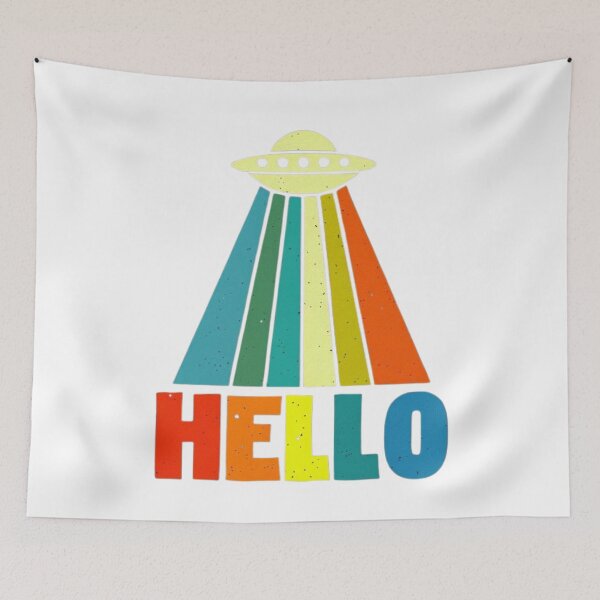 Item preview, Colorful UFO Design with Hello Text designed and sold by Rue Design Company.