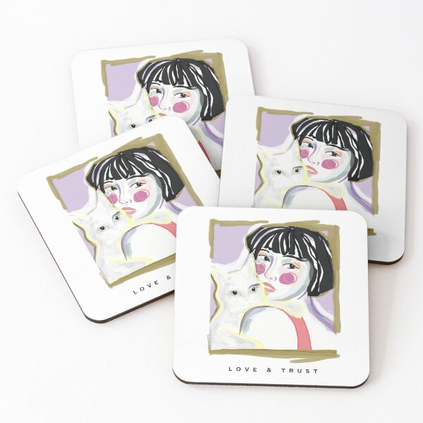 Item preview, woman and cat designed and sold by lapukiprints.