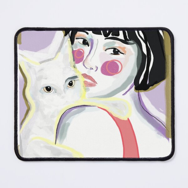 Item preview, woman and cat designed and sold by lapukiprints.