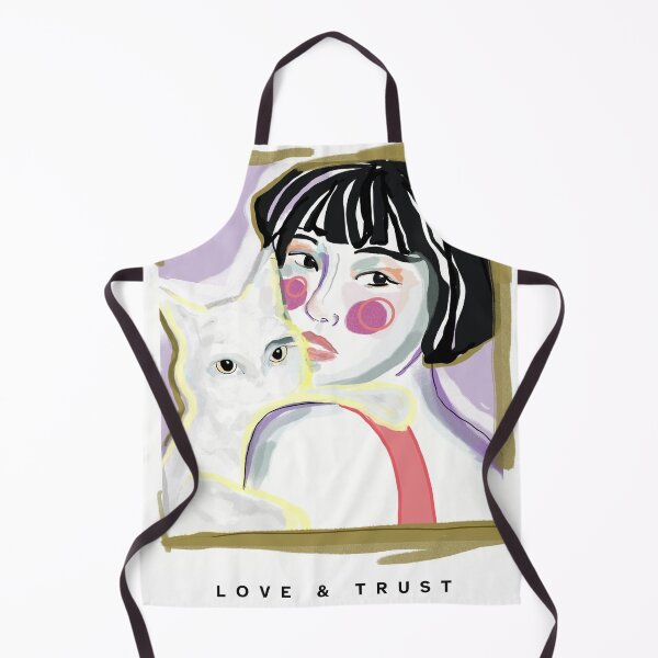 Item preview, woman and cat designed and sold by lapukiprints.