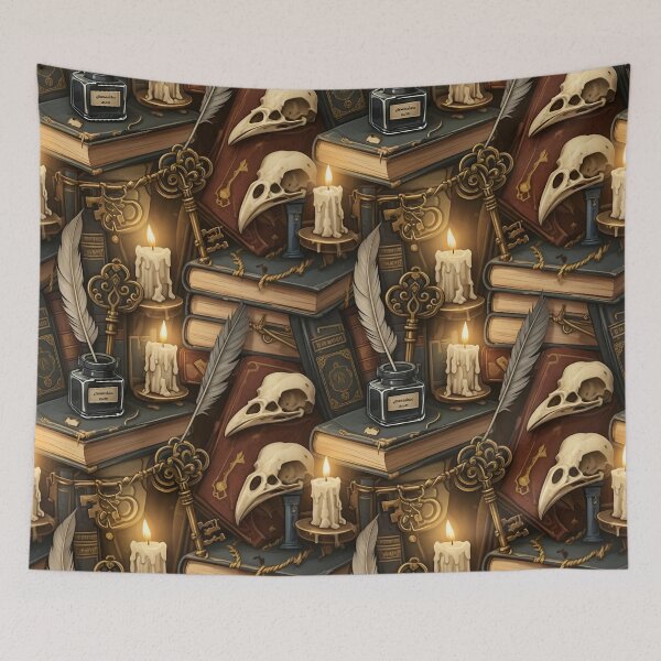 Item preview, Dark Academia Aesthetic - Moody Antique Books & Skulls Seamless Pattern designed and sold by StickyGuys.