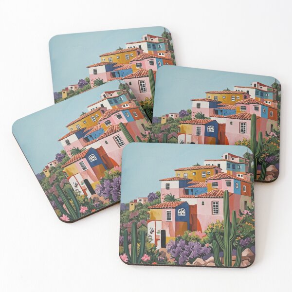 Item preview, Colorful Hillside Village – Mediterranean Houses with Cactus Garden designed and sold by HANG ON STUDIO .