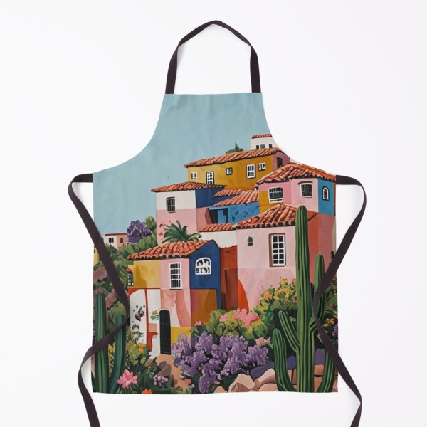 Item preview, Colorful Hillside Village – Mediterranean Houses with Cactus Garden designed and sold by Brainy Bites19.
