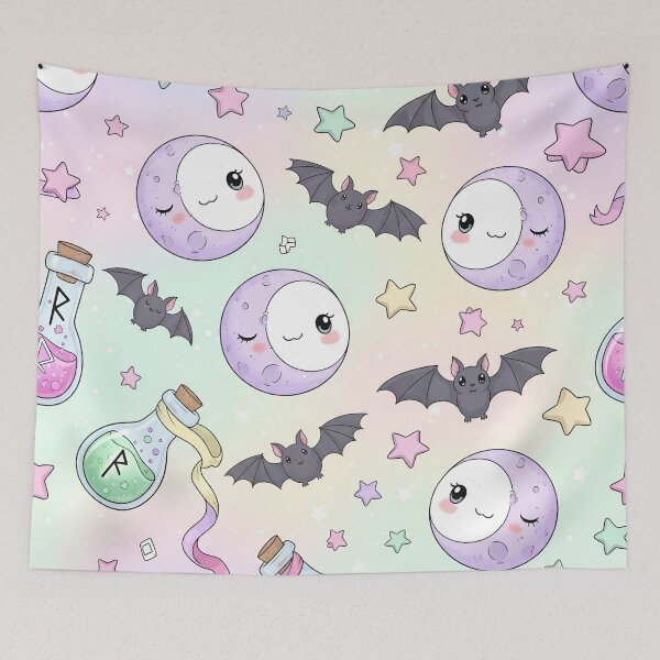 Item preview, Pastel Goth Celestial - Kawaii Moon & Stars Seamless Pattern designed and sold by StickyGuys.