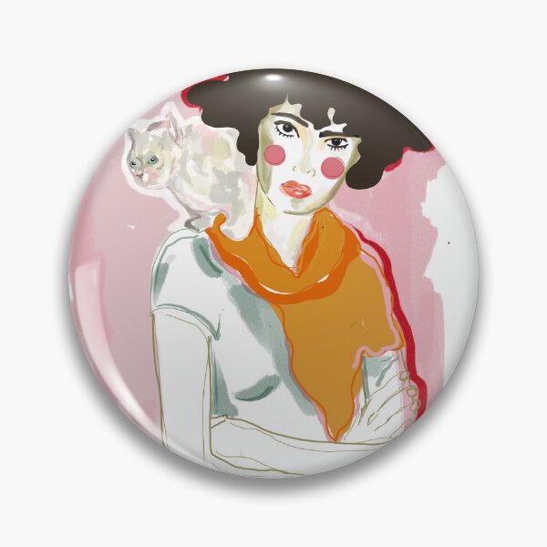 Item preview, woman and cat designed and sold by lapukiprints.