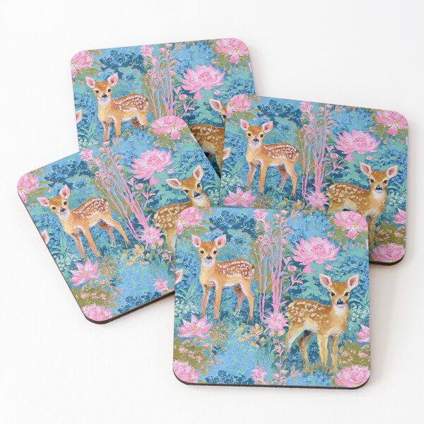 Item preview, Deer in enchanted chinoiserie forest textured oil painting designed and sold by SophieClimaArt.