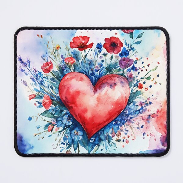 Item preview, Beating Heart with Flowers – Watercolor Valentine Art designed and sold by soulfulpalette.