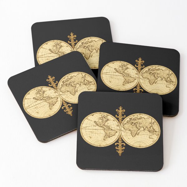 Item preview, Elegante mapa del mundo vintage con adornos dorados designed and sold by Dakson Design - Fantasy Art.