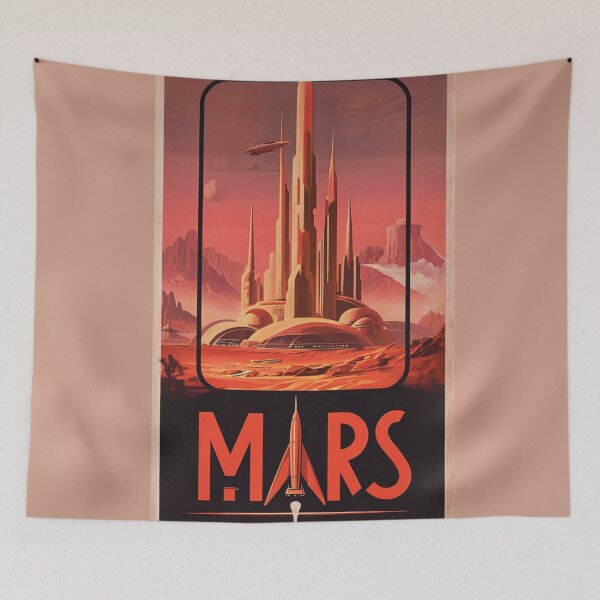 Item preview, Futuristic Mars Cityscape Poster Design designed and sold by Rue Market.