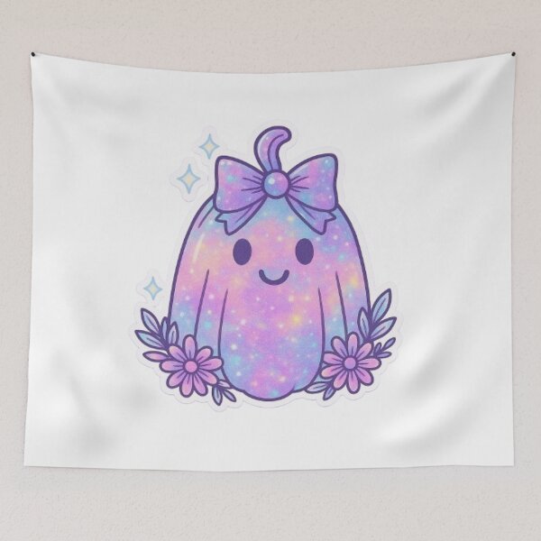 Item preview, Ghosty Pumpkin Bloom – Citrouille Fantôme Pastel Kawaii designed and sold by MeowLoka ⭐⭐⭐⭐.