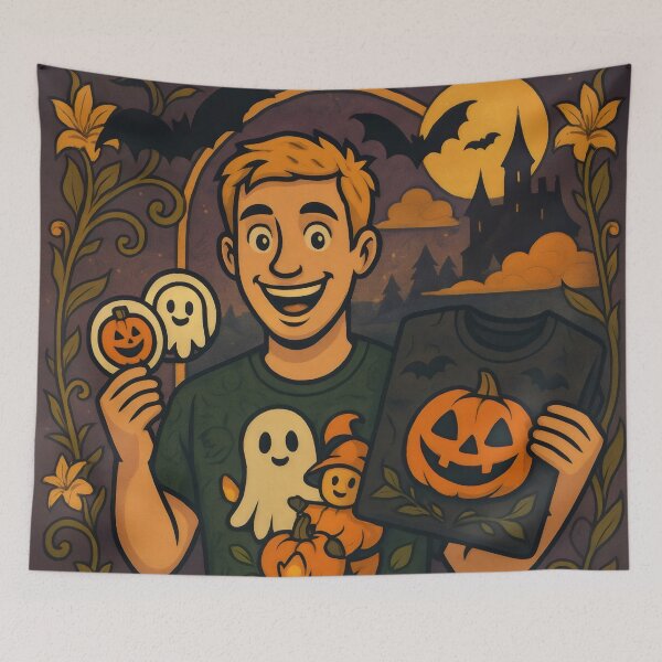 Item preview, Stickteez Halloween Merch Featuring Pumpkins, Ghosts, and Bats designed and sold by Stickteez.