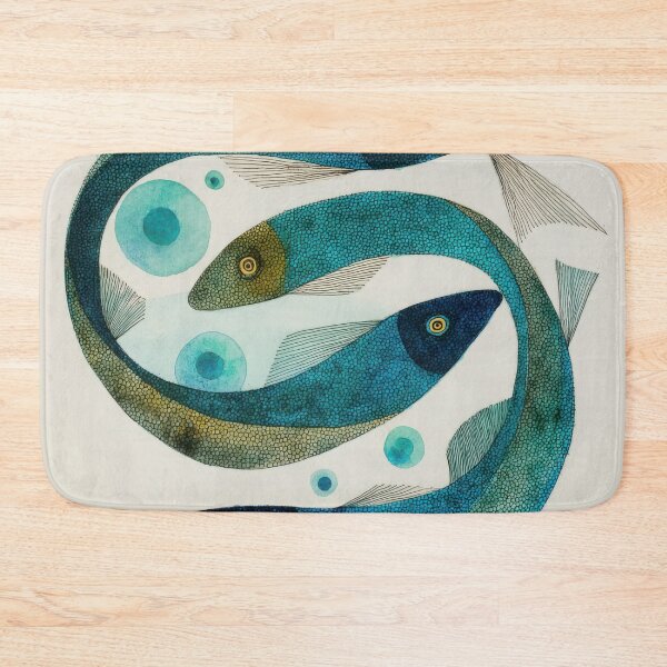 Item preview, Abstract Minimalist Blue Eel Fish Illustration designed and sold by dawnleblanc55.