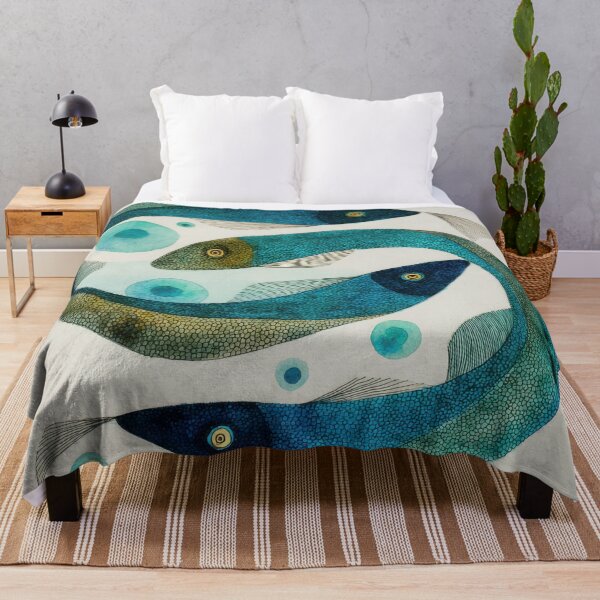 Item preview, Abstract Minimalist Blue Eel Fish Illustration designed and sold by dawnleblanc55.