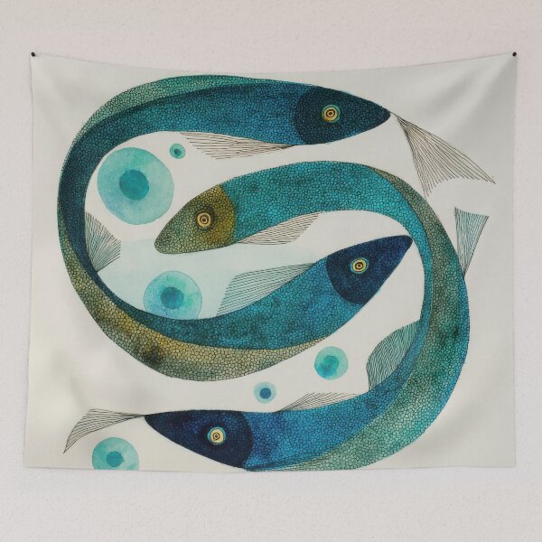 Item preview, Abstract Minimalist Blue Eel Fish Illustration designed and sold by dawnleblanc55.