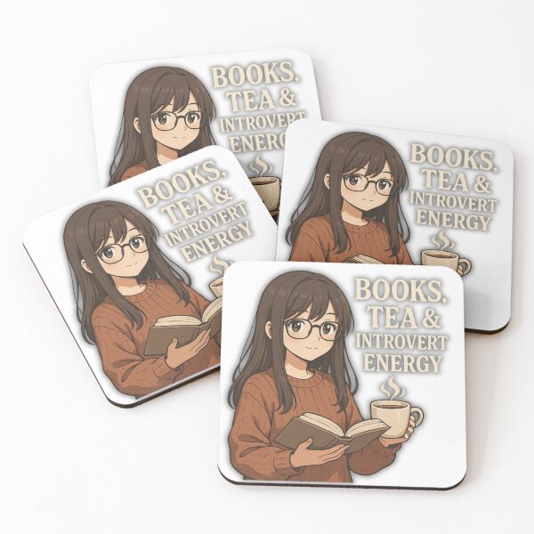 Item preview, Books Tea & Introvert Energy - Cozy Anime Girl Aesthetic Quote Design designed and sold by CustomPhoneTech.