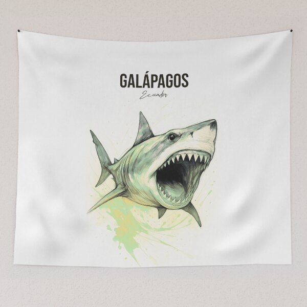 Item preview, Galápagos Shark – Illustrated Ecuador Poster designed and sold by AtuqStudio.
