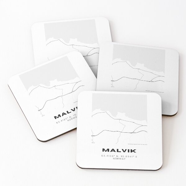 Item preview, Malvik Norway Map Art – Monochrome Minimalist Design designed and sold by RM-Journey.