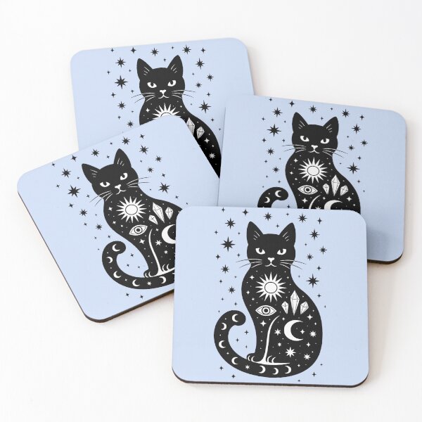 Item preview, Mystical Black Cat with Celestial Magic Symbols designed and sold by artra-shop.