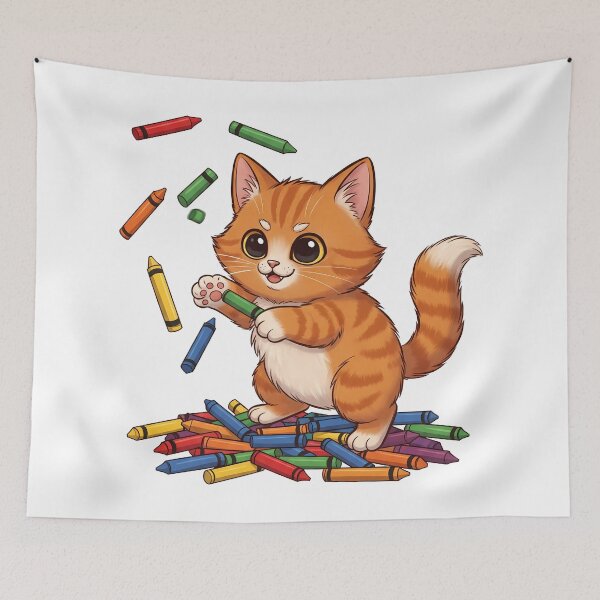 Item preview, National Coloring Book Day: Creative Cat with Crayons designed and sold by zoughlal.