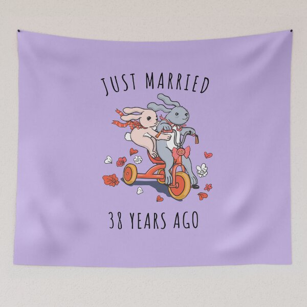 Item preview, Just Married 38 Years Ago - 38th Anniversary Couple Bunnies Tee, Phone Cases And Other Gifts designed and sold by MemWear.