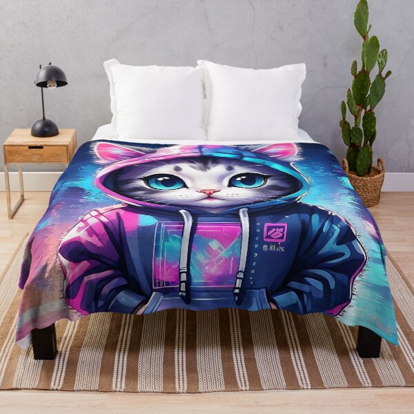 Item preview, Cyberpunk Chibi Kitten in Hoodie – Chill Vibes designed and sold by Mood-Natural.