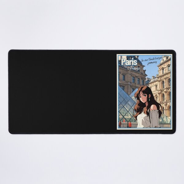 Item preview, Romantic Visit to the Museum  Paris France – Retro Anime Travel Girl Love Quote designed and sold by Kawaii-Sky.