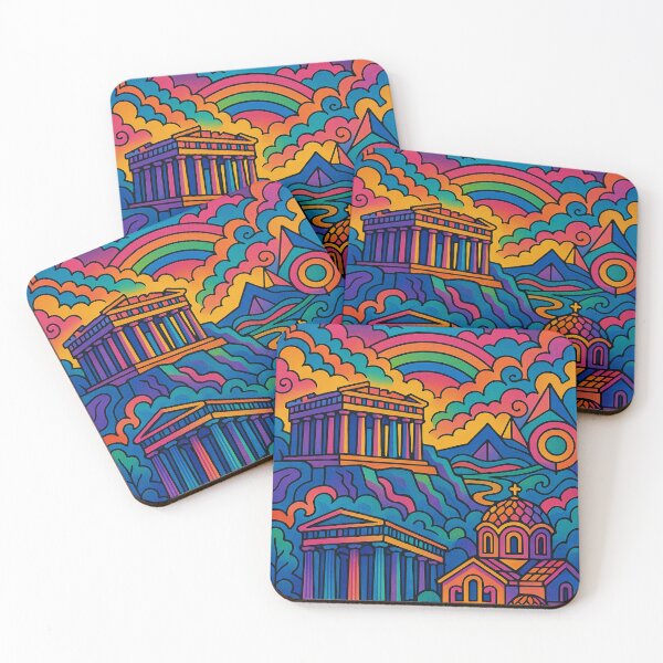 Item preview, Psychedelic Athens Greece | Trippy Acropolis Art | Surreal Ancient City Poster | Retro Greek Vibes | Vibrant Urban Mythology Wall Print designed and sold by PaintedPixels01.