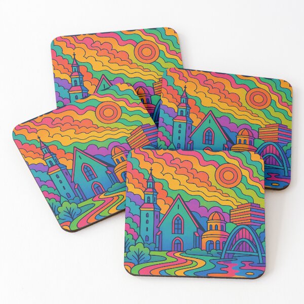 Item preview, Psychedelic Espoo Finland | Trippy Nordic Cityscape Art | Surreal Finnish Urban Poster | Retro Scandinavian Vibes | Vibrant Nature Meets City Wall Print designed and sold by PaintedPixels01.