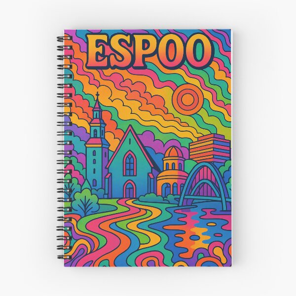 Item preview, Psychedelic Espoo Finland | Trippy Nordic Cityscape Art | Surreal Finnish Urban Poster | Retro Scandinavian Vibes | Vibrant Nature Meets City Wall Print designed and sold by PaintedPixels01.