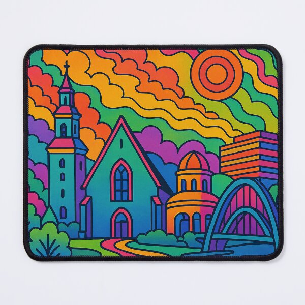 Item preview, Psychedelic Espoo Finland | Trippy Nordic Cityscape Art | Surreal Finnish Urban Poster | Retro Scandinavian Vibes | Vibrant Nature Meets City Wall Print designed and sold by PaintedPixels01.