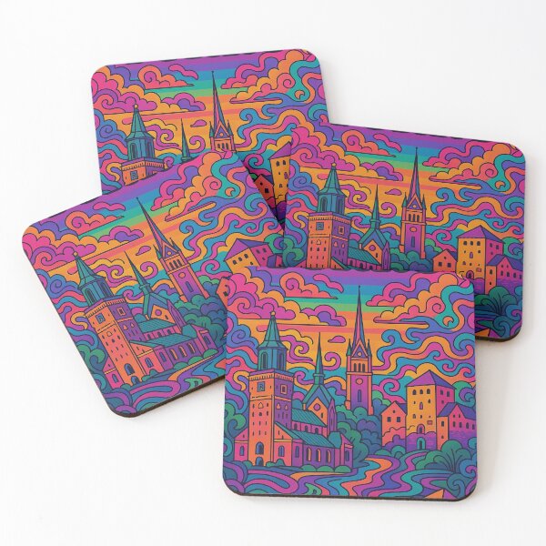 Item preview, Psychedelic Turku Finland | Trippy Historic City Art | Surreal Finnish River Scene | Retro Nordic Vibes | Vibrant Urban Nature Wall Print designed and sold by PaintedPixels01.
