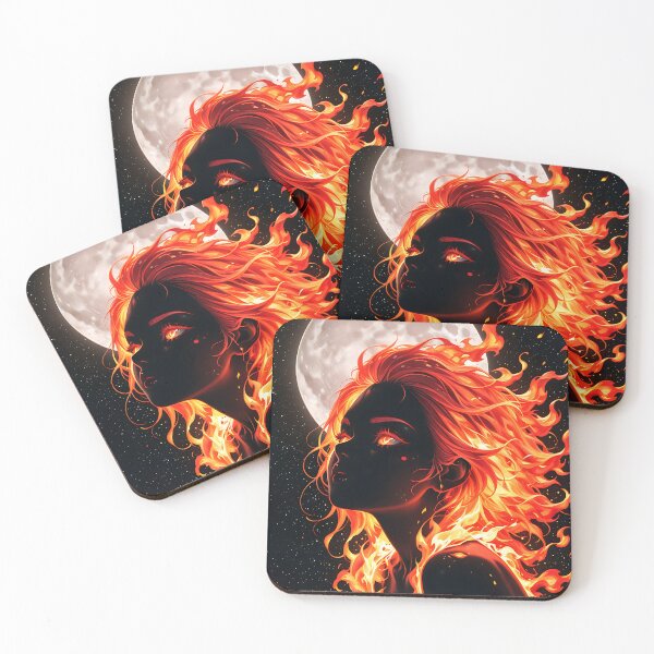 Item preview, Fiery Abstract Woman with Moon Backdrop designed and sold by Mood-Natural.