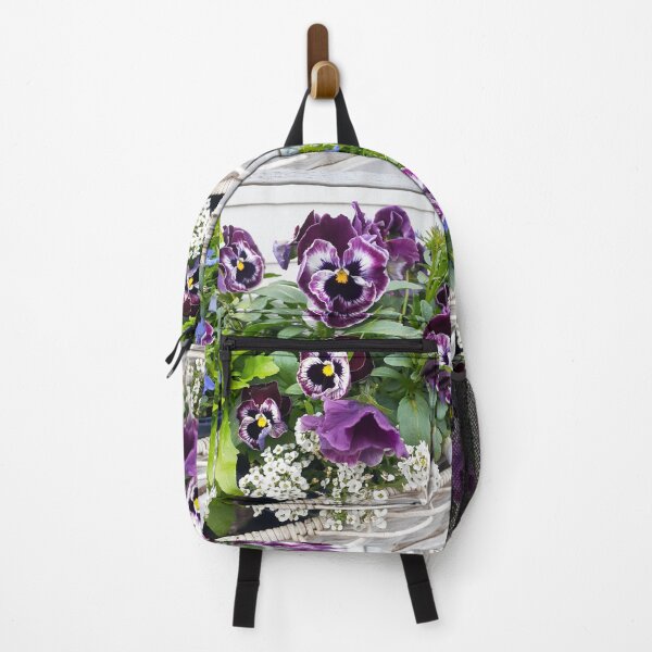 Item preview, Purple Pansy Flower Alyssum Lobelia Flowers Photo in Basket designed and sold by Sarah Rajkotwala.