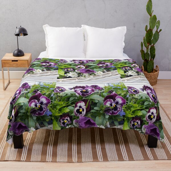 Item preview, Purple Pansy Flower Alyssum Lobelia Flowers Photo in Basket designed and sold by Sarah Rajkotwala.