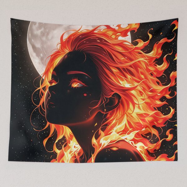 Item preview, Fiery Abstract Woman with Moon Backdrop designed and sold by Mood-Natural.