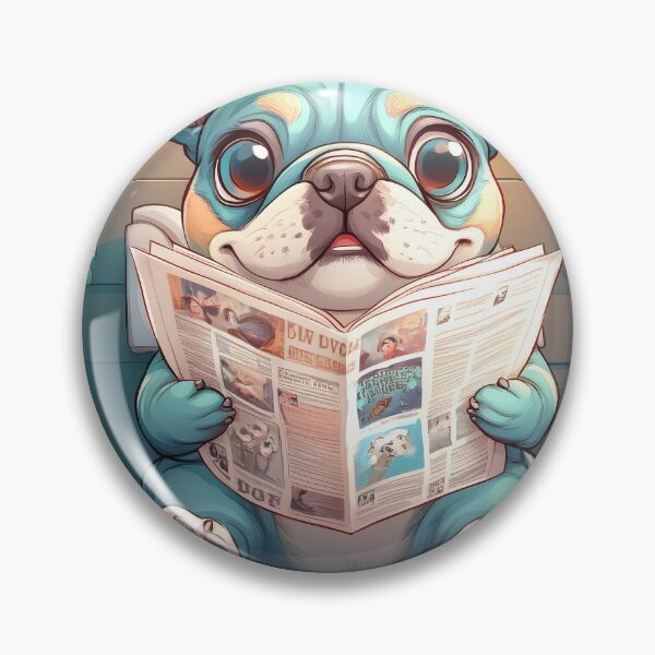 Item preview, French bulldog Dog Newspaper Reader Cartoon Cute Bathroom designed and sold by justnickthings.