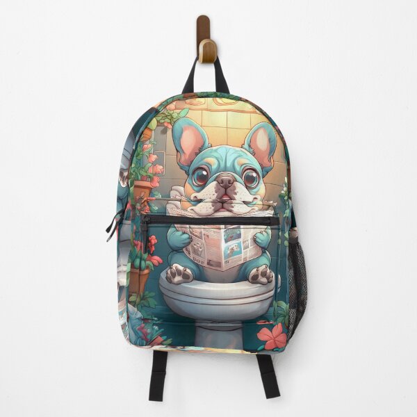 Item preview, French bulldog Dog Newspaper Reader Cartoon Cute Bathroom designed and sold by justnickthings.