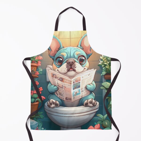 Item preview, French bulldog Dog Newspaper Reader Cartoon Cute Bathroom designed and sold by justnickthings.
