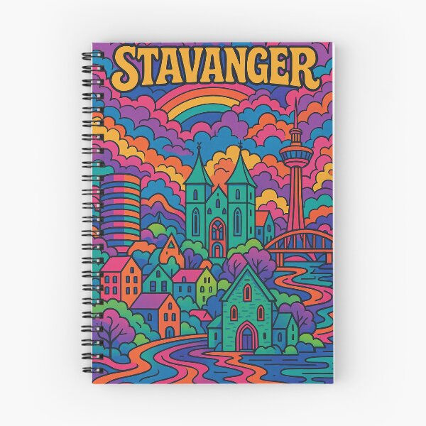 Item preview, Psychedelic Stavanger Norway | Trippy Nordic Fjord City Art | Surreal Coastal Town Poster | Retro Scandinavian Vibes | Vibrant Norwegian Wall Print designed and sold by PaintedPixels01.