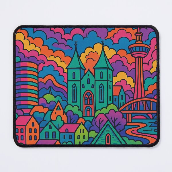 Item preview, Psychedelic Stavanger Norway | Trippy Nordic Fjord City Art | Surreal Coastal Town Poster | Retro Scandinavian Vibes | Vibrant Norwegian Wall Print designed and sold by PaintedPixels01.