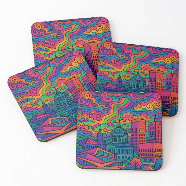 Item preview, Psychedelic Oslo Norway | Trippy Nordic Capital Art | Surreal Urban Fjord Poster | Retro Scandinavian Vibes | Vibrant Norwegian Cityscape designed and sold by PaintedPixels01.