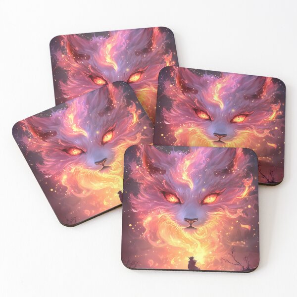 Item preview, Giant Animal Warrior Silhouette Fiery Cat Spirit Cosmic Gaze Epic Confrontation designed and sold by SuperTeamCanada.