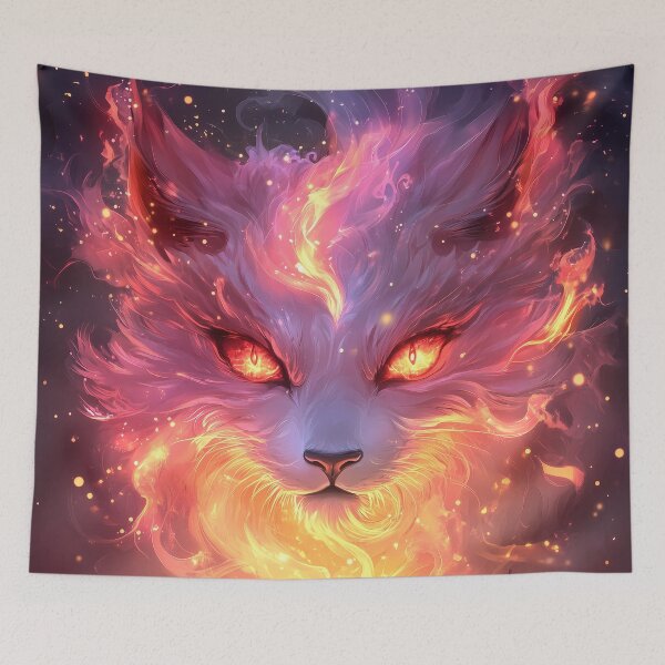Item preview, Giant Animal Warrior Silhouette Fiery Cat Spirit Cosmic Gaze Epic Confrontation designed and sold by SuperTeamCanada.