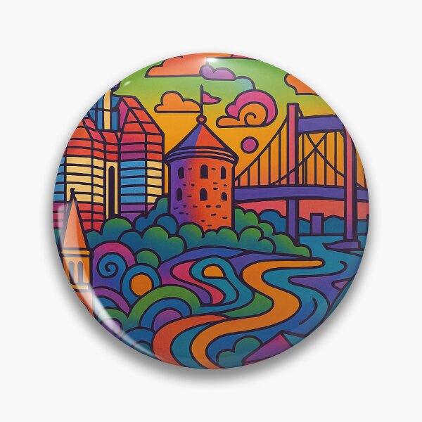 Item preview, Psychedelic Gothenburg Sweden | Trippy Coastal Cityscape Art | Surreal Urban Harbor Poster | Retro Nordic Vibes | Vibrant Swedish Wall Print designed and sold by PaintedPixels01.