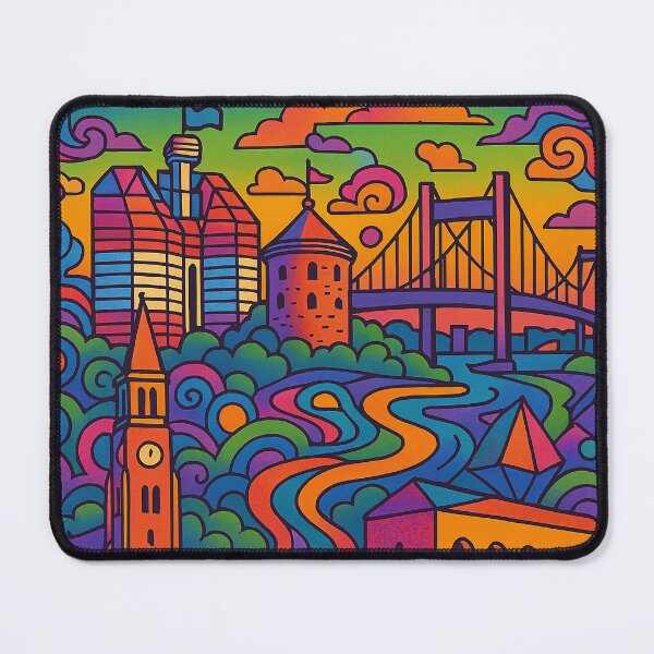 Item preview, Psychedelic Gothenburg Sweden | Trippy Coastal Cityscape Art | Surreal Urban Harbor Poster | Retro Nordic Vibes | Vibrant Swedish Wall Print designed and sold by PaintedPixels01.